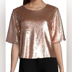 Peyton & Parker women’s  rose gold sequin short sleeve  top XXL
